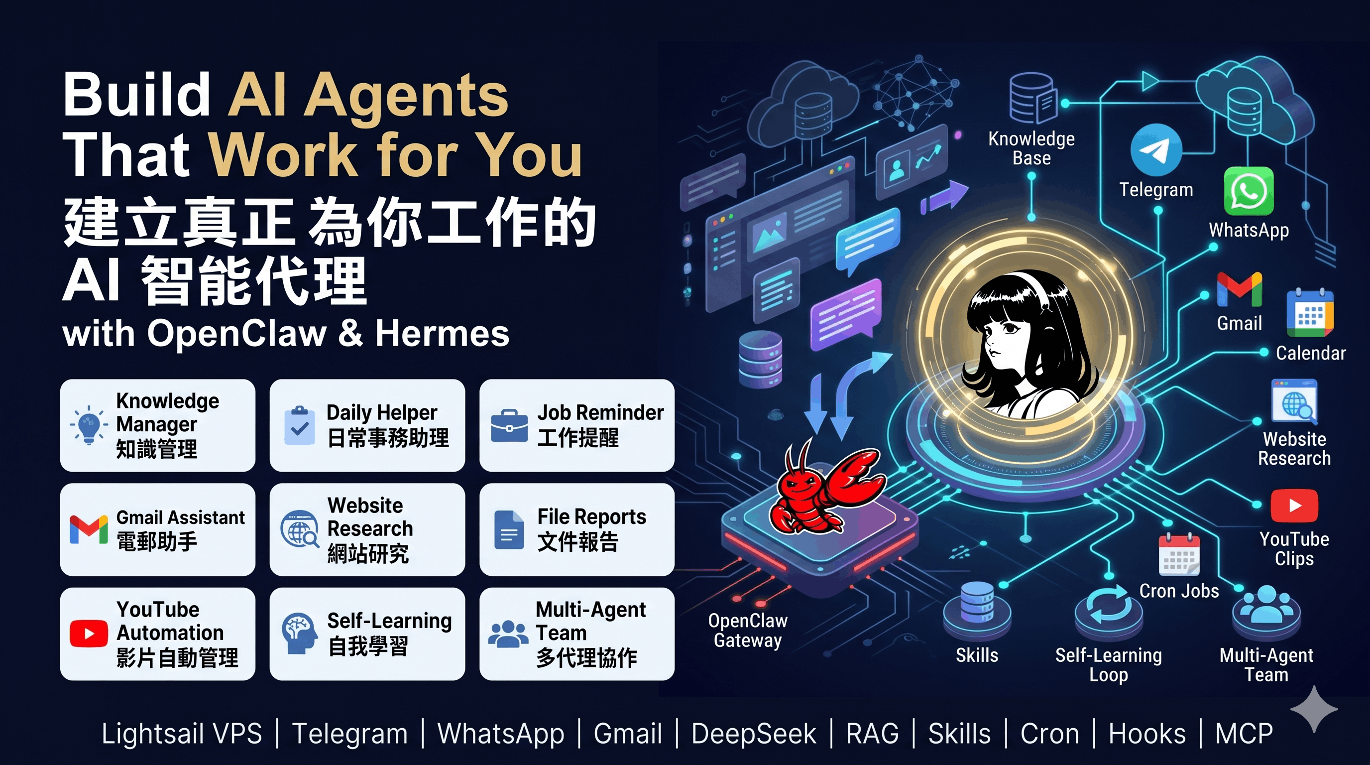 OpenClaw and Hermes AI Agent Course Banner