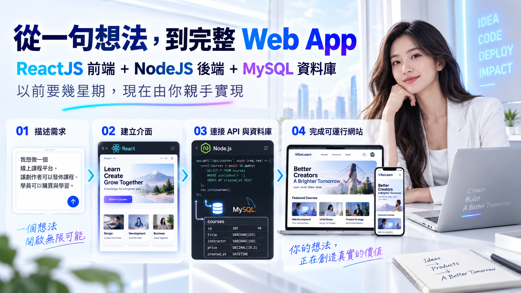 Vibe web development with React and Node.js