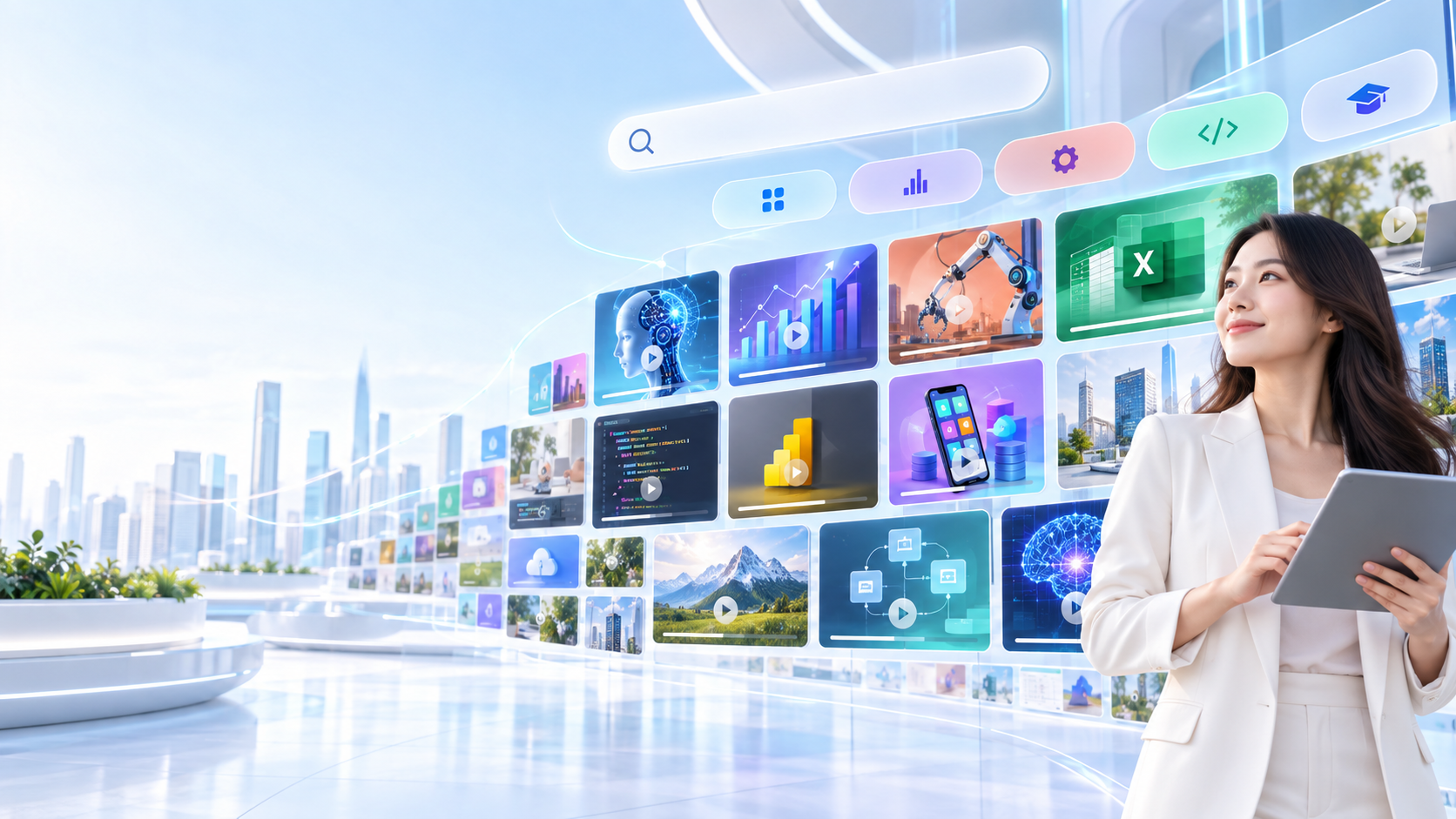 Searchable professional video course library
